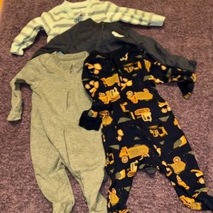 Bundle 0-3 month’s pajamas blue greyish navy blue and sky blue all for $18